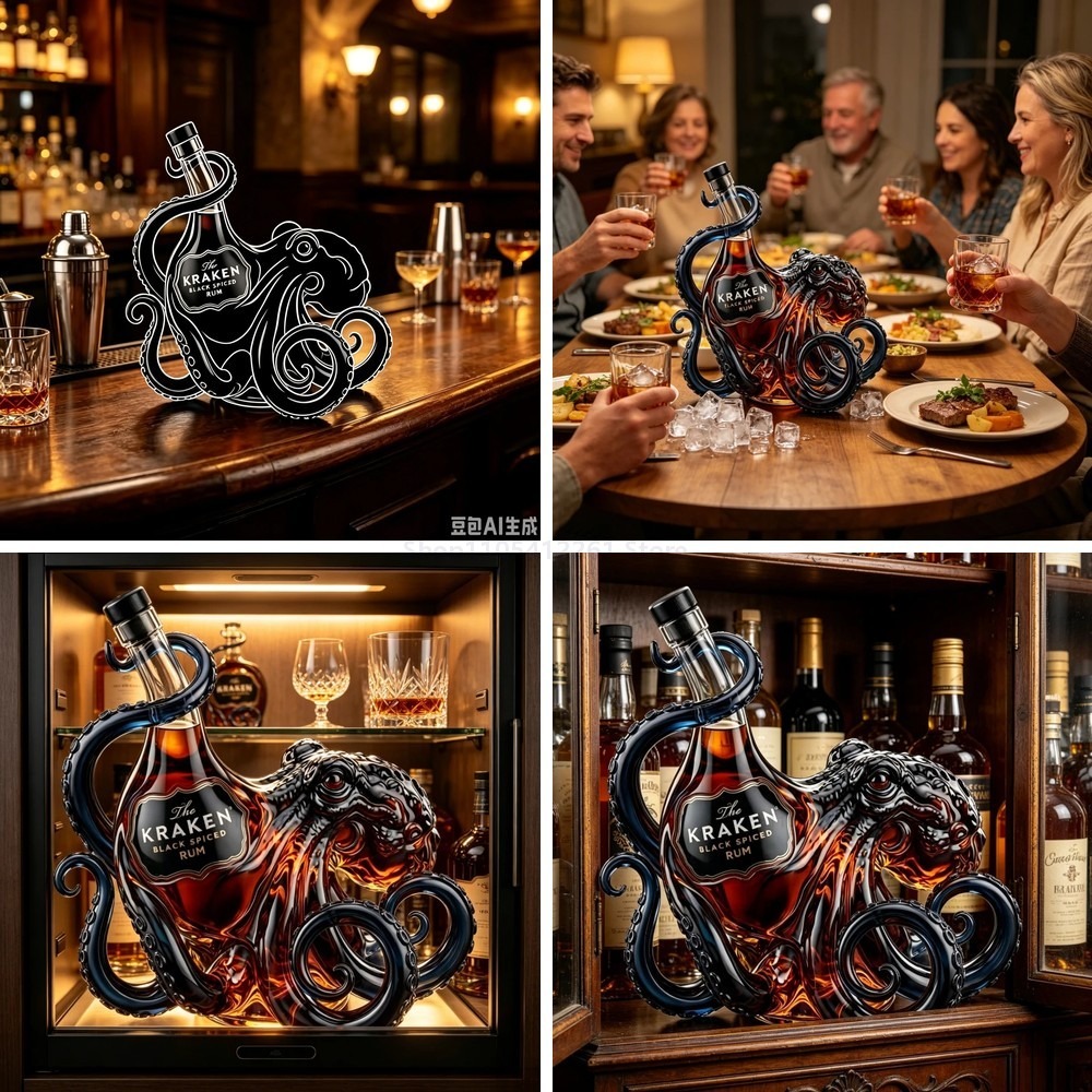 Cetakan Botol Rum Kraken Octop - Vintage Collectible Posters ulasan dan harga