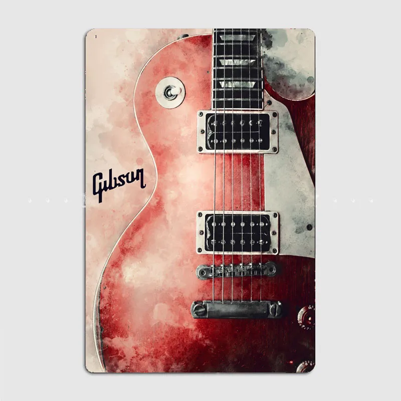 Plakat Logam Bergambar Gitar E - Vintage Collectible Plates ulasan dan harga
